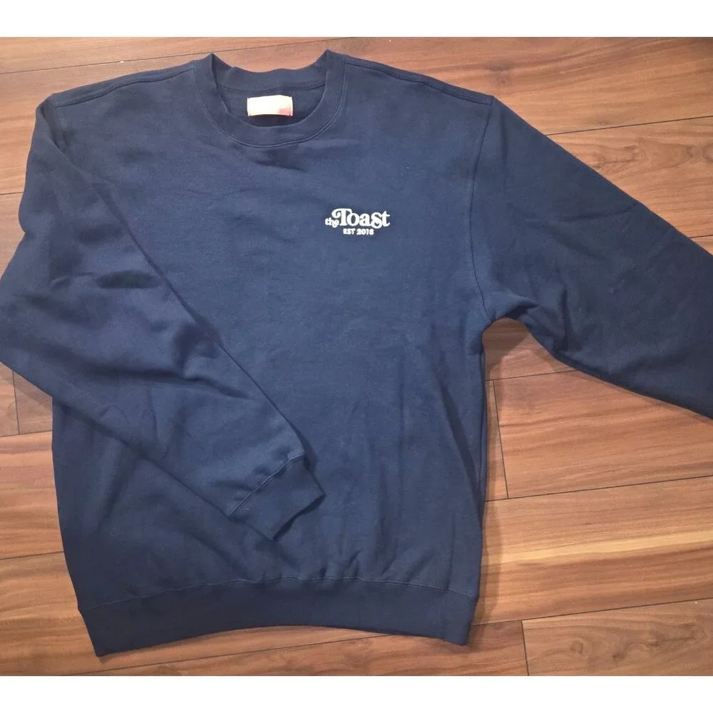 The Toast Podcast Blue Crewneck Sweatshirt Size X Large Merch The Morning Promo - Picture 3 of 5